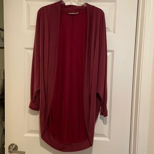 Deep red, lightweight, long cardigan.